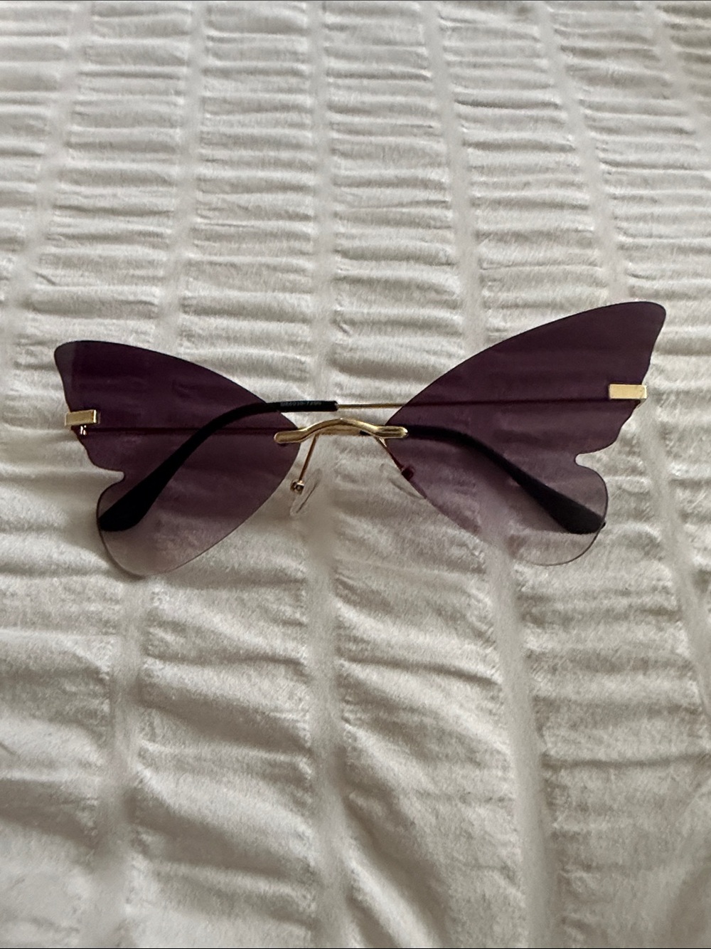 Faded black Butterfly Rimless Sunglasses - Unbranded